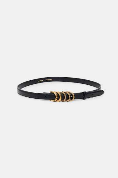 Dorothee Schumacher Schmaler Gürtel aus weichem Kalbsleder mit D-Rings black