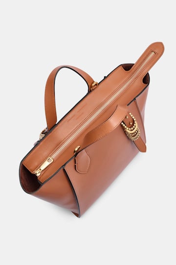 Dorothee Schumacher Crossbody Tote Bag aus weichem Kalbsleder mit D-Ring-Hardware tan