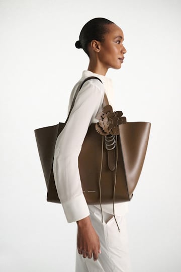 Dorothee Schumacher Handmade leather flower accessory taupe