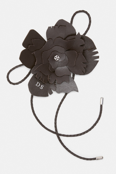 Dorothee Schumacher Handmade leather flower accessory Dark Chocolate