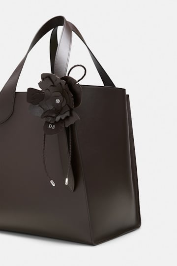 Dorothee Schumacher Handgefertigtes Flower-Accessoire aus Leder dark brown/silver