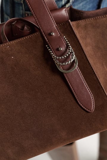 Dorothee Schumacher Horizontale Tote Bag aus Kalbswildleder sequoia