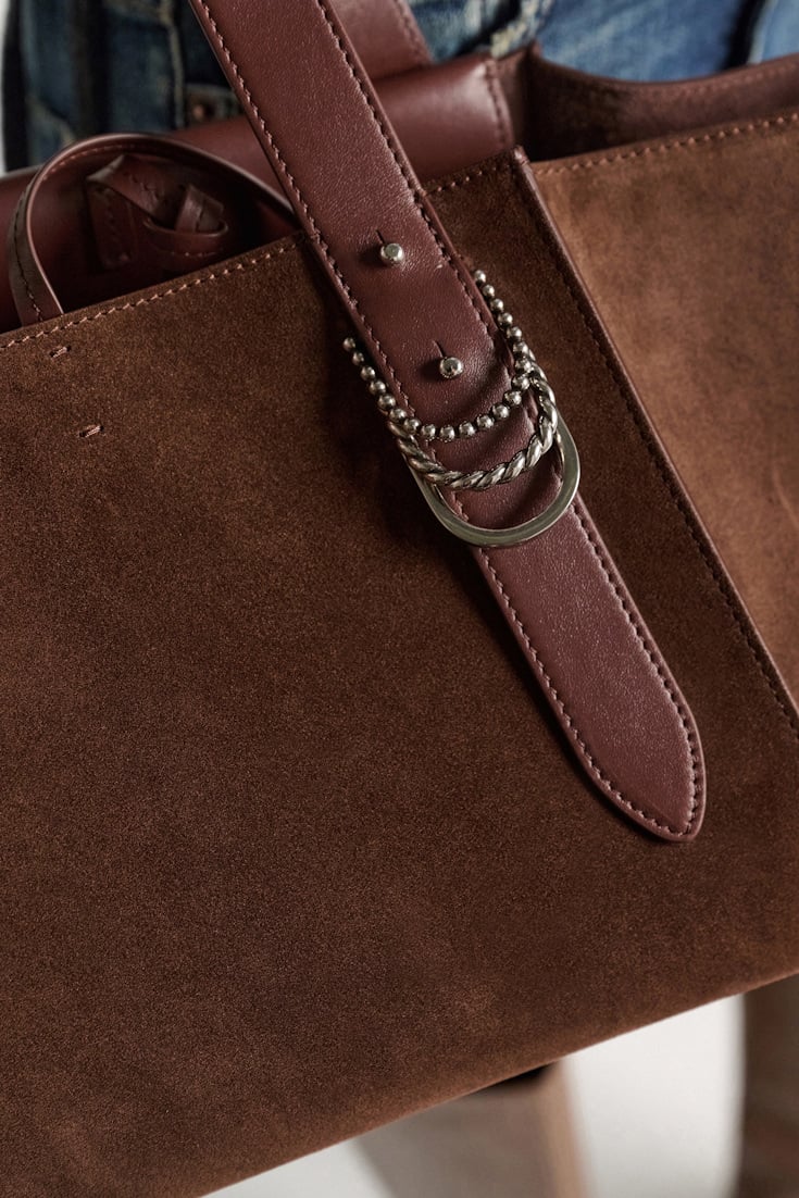 Dorothee Schumacher Horizontale Tote Bag aus Kalbswildleder sequoia