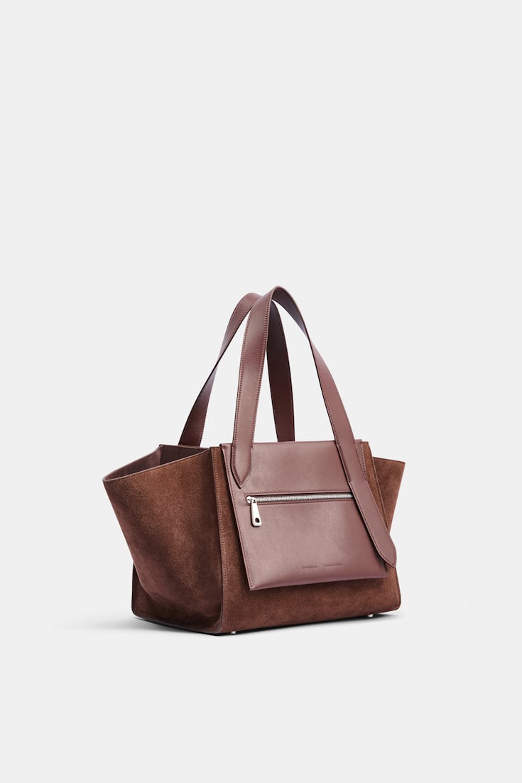 Dorothee Schumacher Horizontale Tote Bag aus Kalbswildleder sequoia