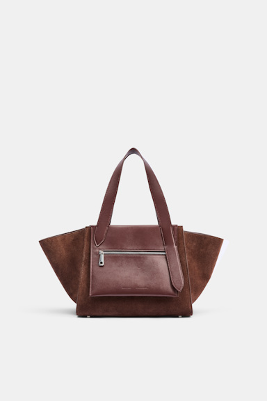Dorothee Schumacher Horizontale Tote Bag aus Kalbswildleder sequoia