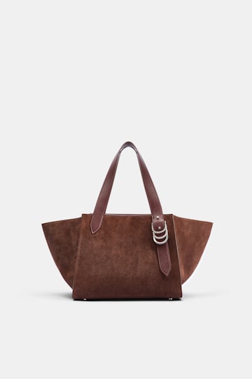 Dorothee Schumacher Horizontale Tote Bag aus Kalbswildleder sequoia