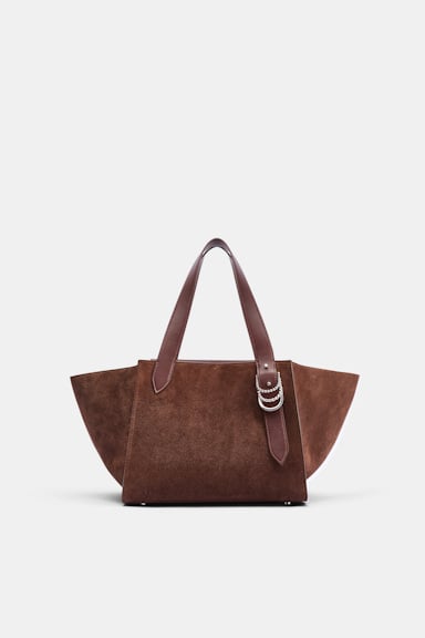 Dorothee Schumacher Horizontal tote bag in calf suede sequoia