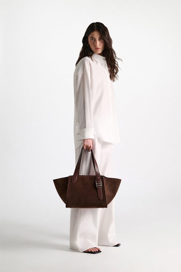 DOROTHEE horizontal suede tote bag