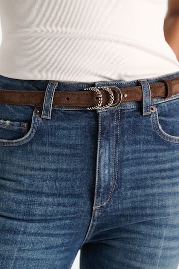 Dorothee Schumacher Gürtel aus Kalbsveloursleder mit D-Rings sequoia