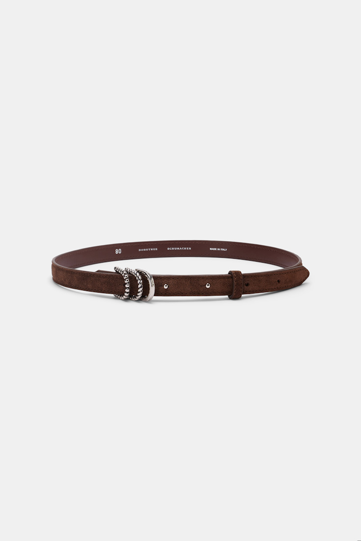Dorothee Schumacher Gürtel aus Kalbsveloursleder mit D-Rings sequoia