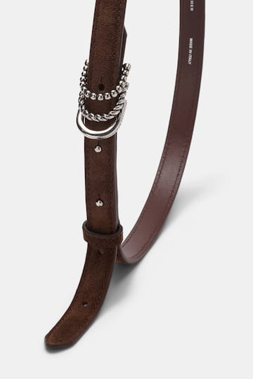 Dorothee Schumacher Gürtel aus Kalbsveloursleder mit D-Rings sequoia