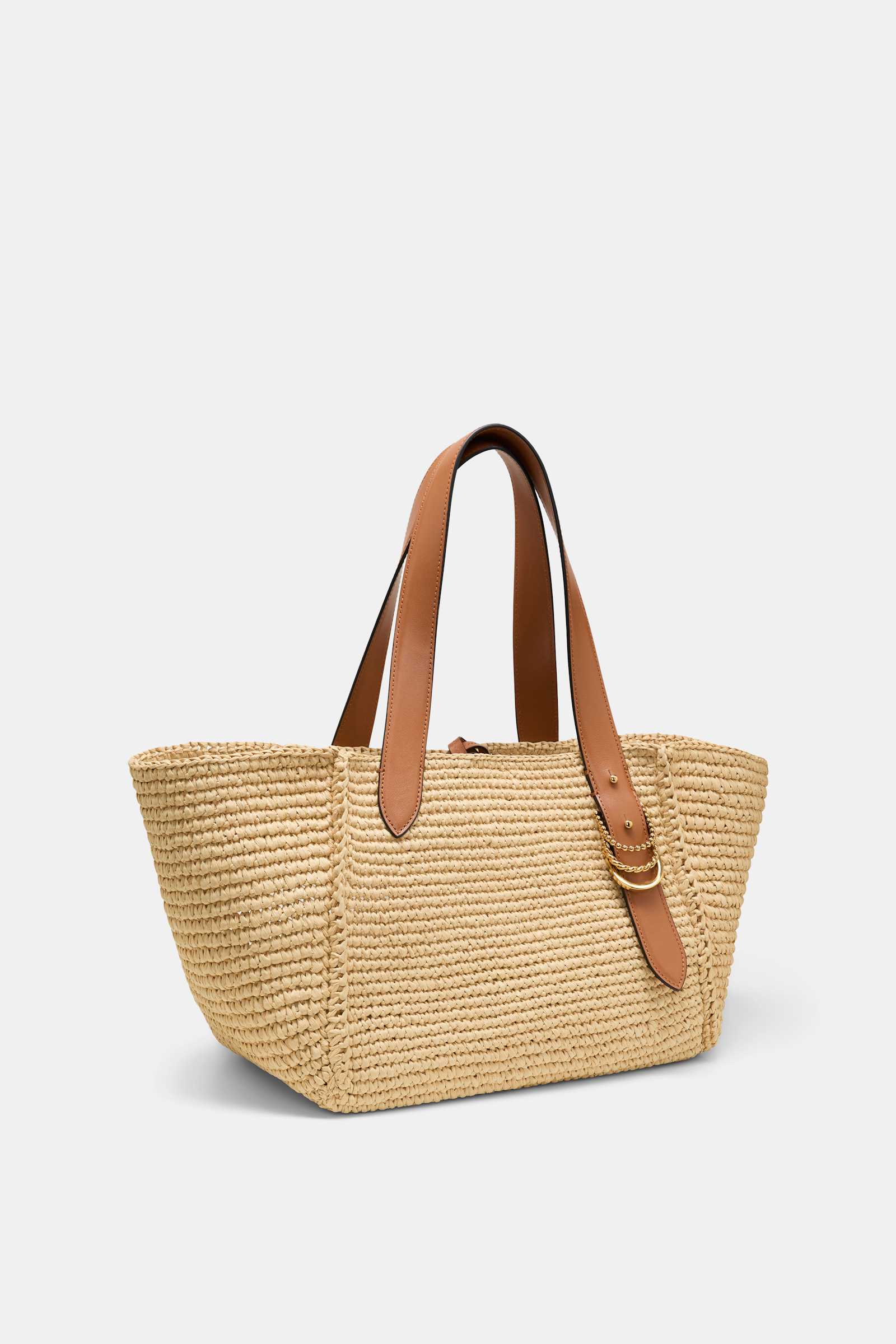 Dorothee Schumacher Tote Bag in raffia with D-ring hardware raffia/tan