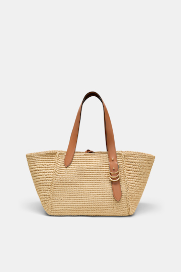 Dorothee Schumacher Tote Bag in raffia with D-ring hardware raffia/tan