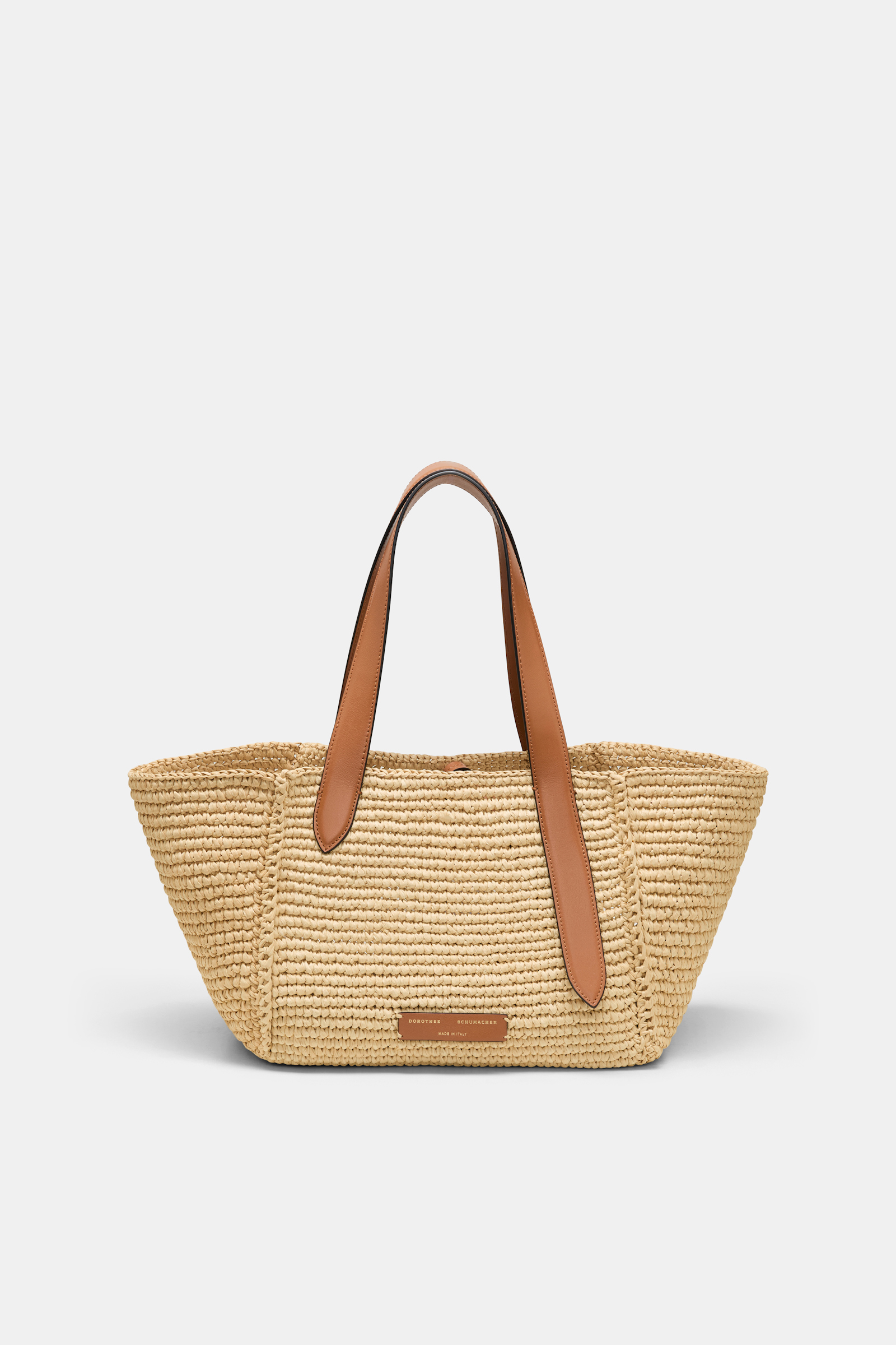 Dorothee Schumacher Tote Bag in raffia with D-ring hardware raffia/tan