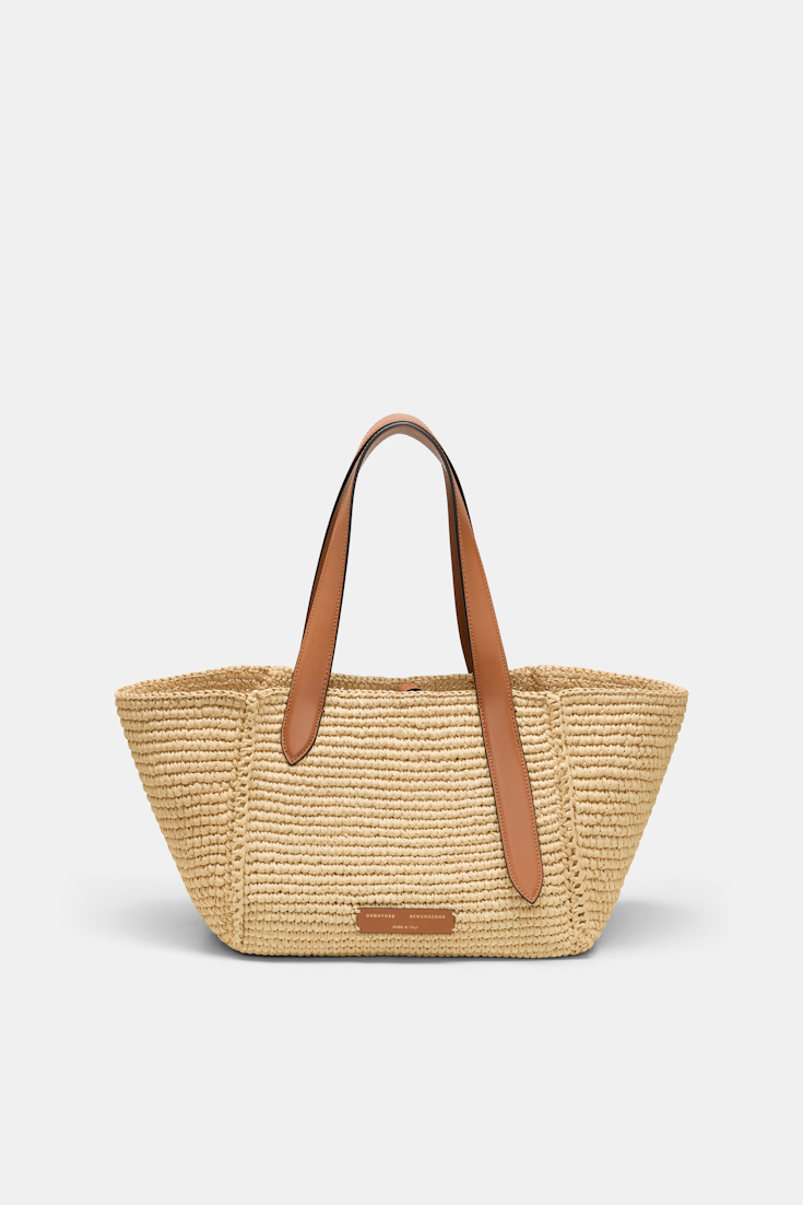 Dorothee Schumacher Tote Bag in raffia with D-ring hardware raffia/tan