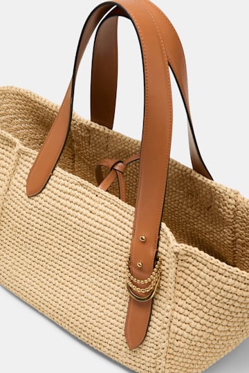 Dorothee Schumacher Tote Bag in raffia with D-ring hardware raffia/tan