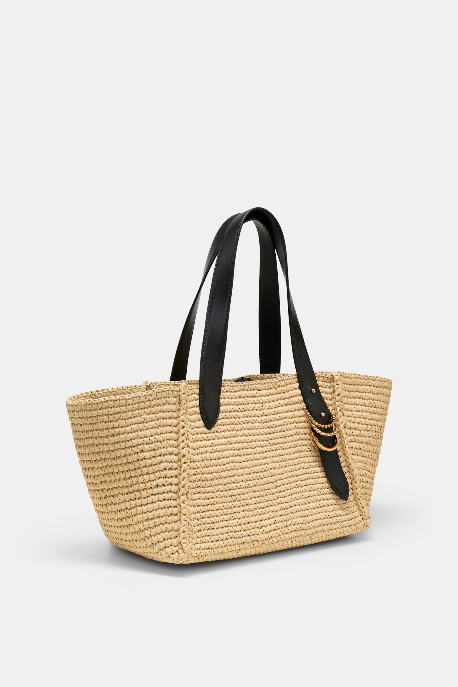 Dorothee Schumacher Tote Bag in raffia with D-ring hardware raffia/black