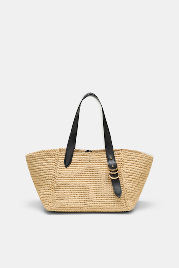 Dorothee Schumacher Tote Bag in raffia with D-ring hardware raffia/black