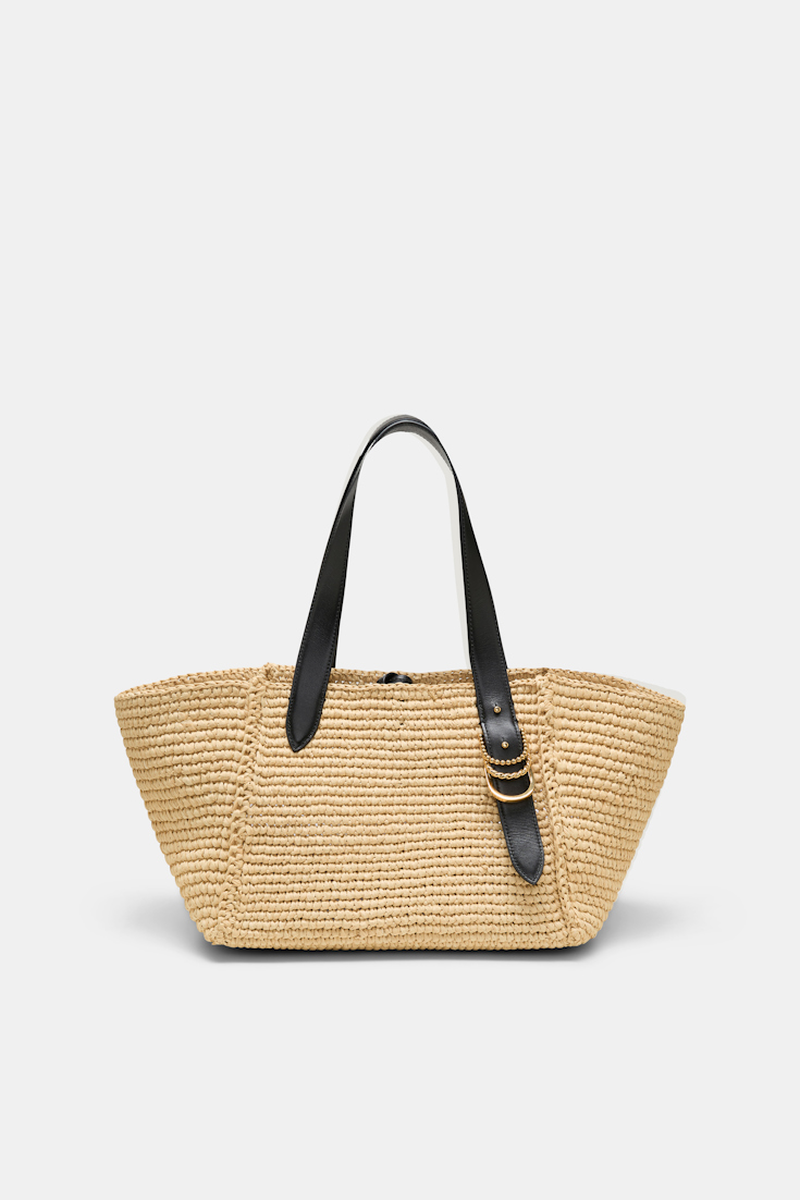 Dorothee Schumacher Tote Bag in raffia with D-ring hardware raffia/black