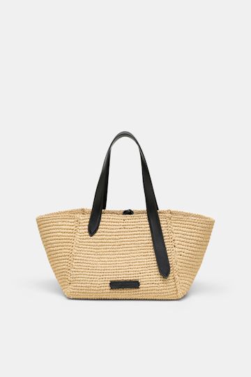 Dorothee Schumacher Tote Bag in raffia with D-ring hardware raffia/black