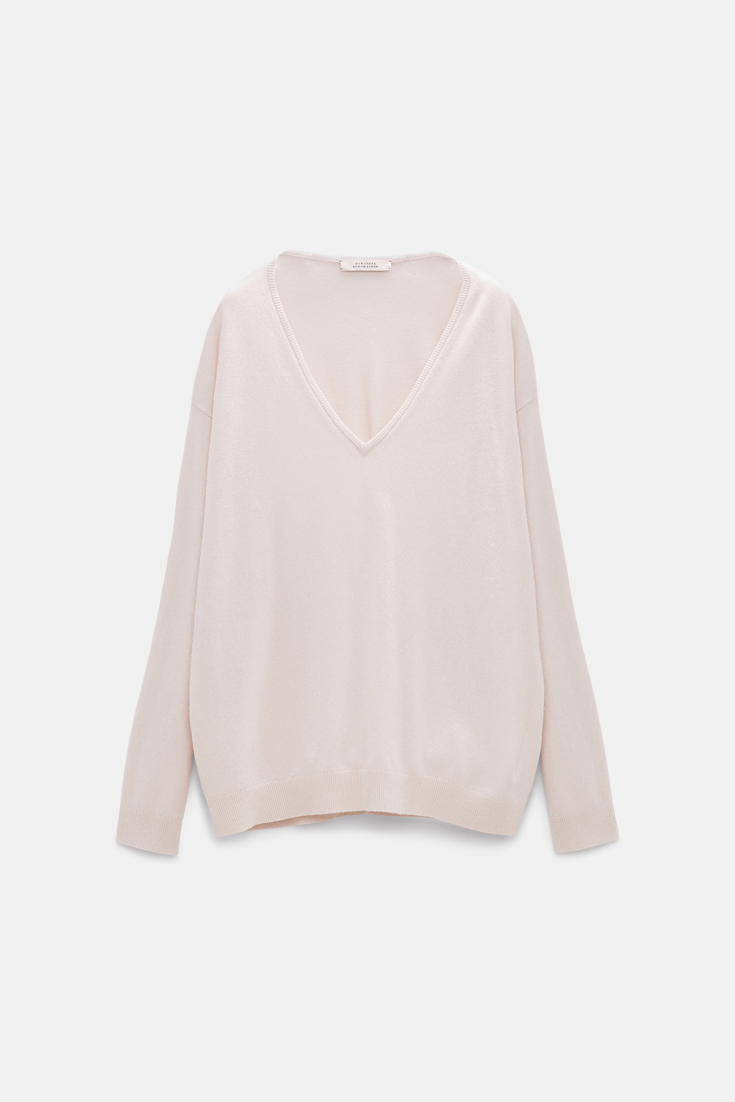 Dorothee Schumacher V-NECK SWEATER IN CASHMERE natural white