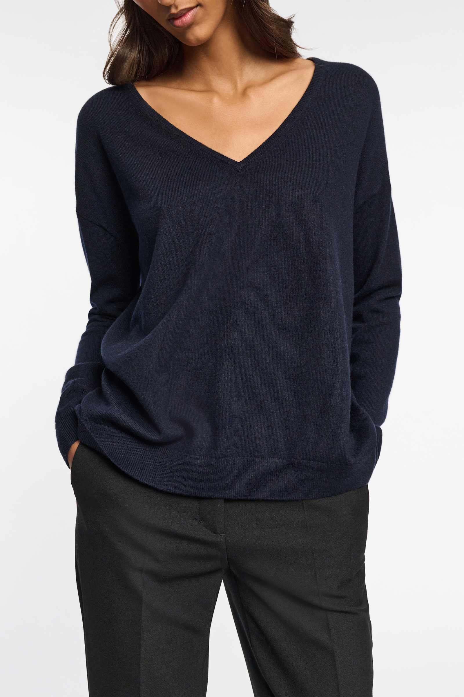 Dorothee Schumacher V-Neck Pullover aus Kaschmir true navy