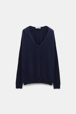 Dorothee Schumacher V-NECK SWEATER IN CASHMERE true navy