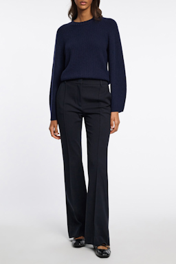 Dorothee Schumacher Ribbed knit sweater in Merino-cashmere true navy