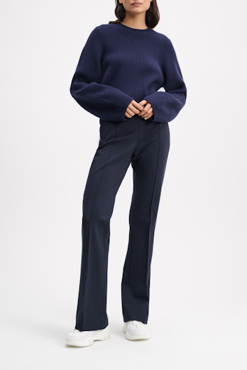 Dorothee Schumacher RIBBED PULLOVER IN MERINO AND CASHMERE true navy