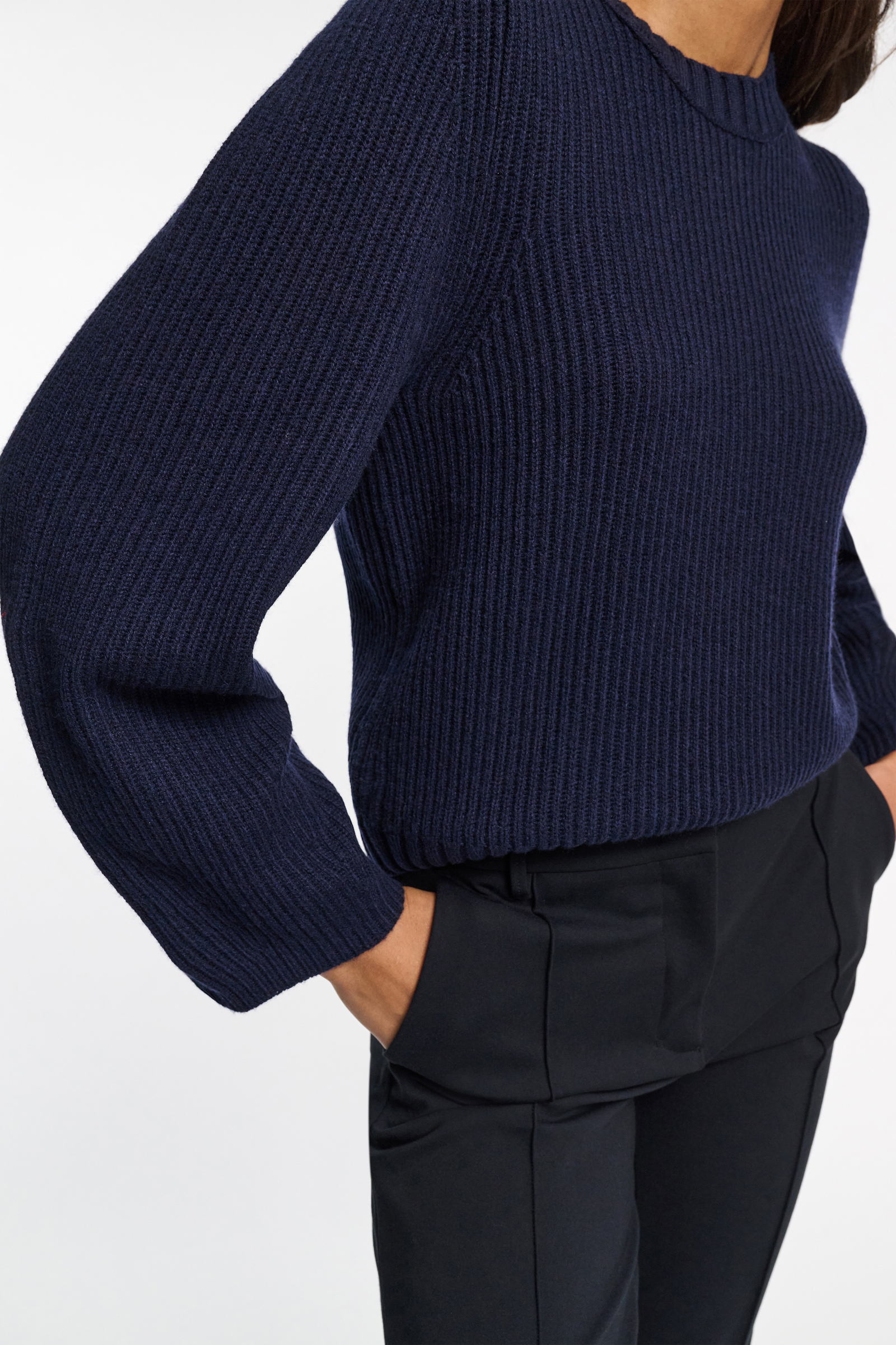 Dorothee Schumacher RIBBED PULLOVER IN MERINO AND CASHMERE true navy