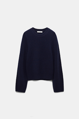 Dorothee Schumacher Ribbed knit sweater in Merino-cashmere true navy
