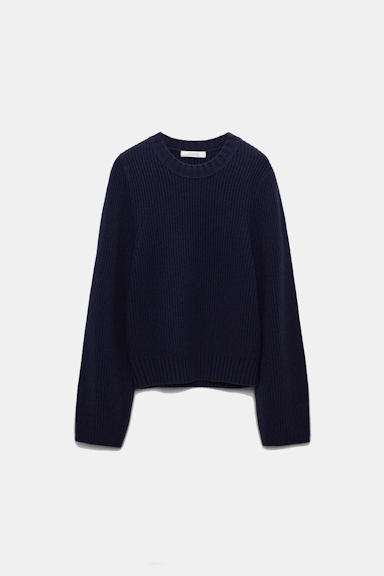 Dorothee Schumacher RIBBED PULLOVER IN MERINO AND CASHMERE true navy