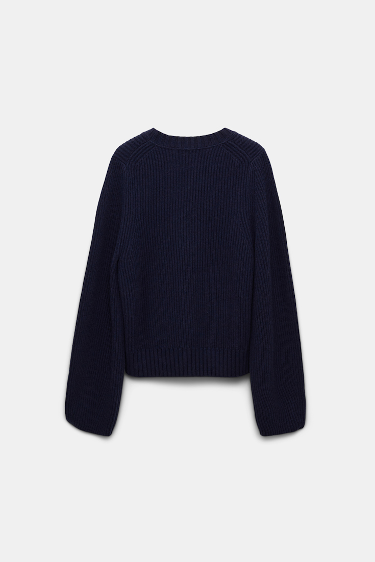 Dorothee Schumacher RIBBED PULLOVER IN MERINO AND CASHMERE true navy