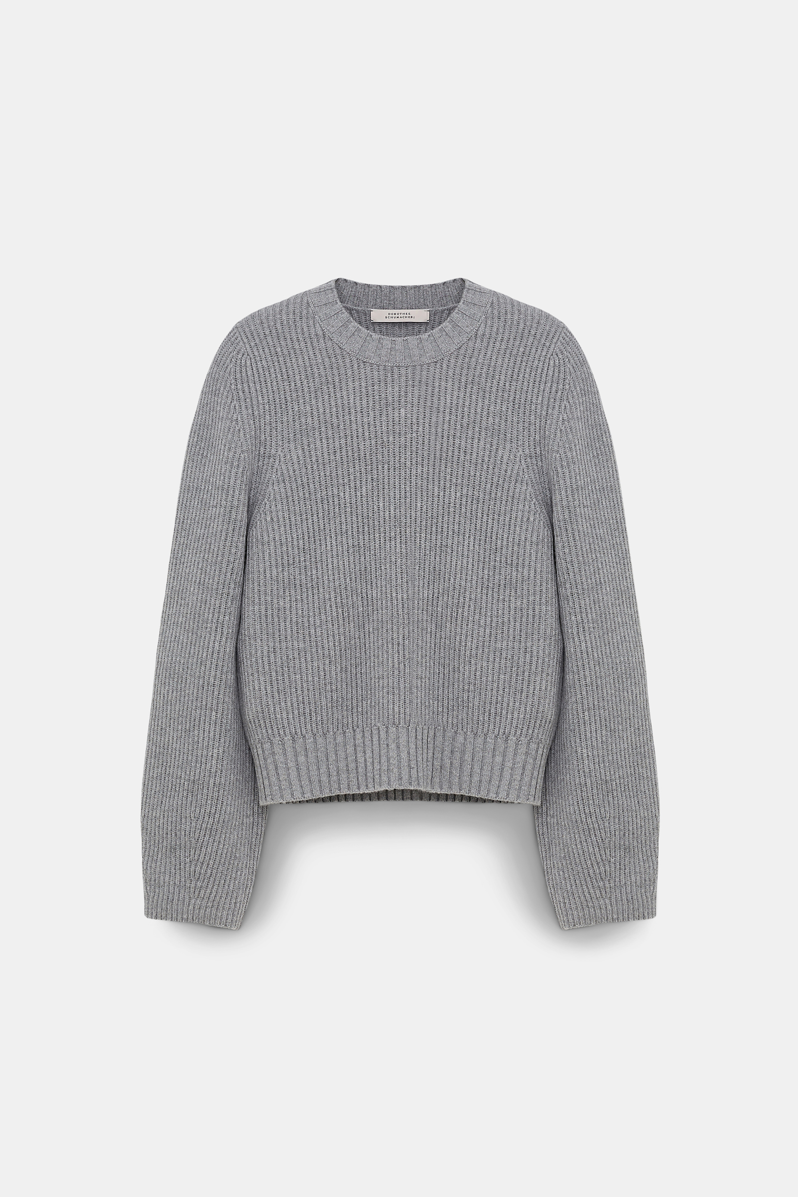 Dorothee Schumacher RIBBED PULLOVER IN MERINO AND CASHMERE medium grey