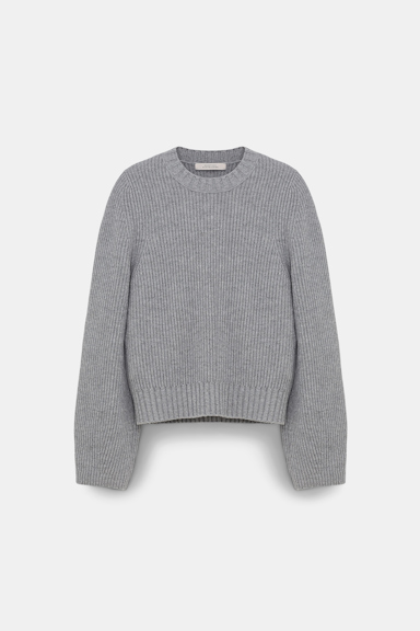 Dorothee Schumacher Gerippter Rundhalspullover aus Merino und Kaschmir medium grey