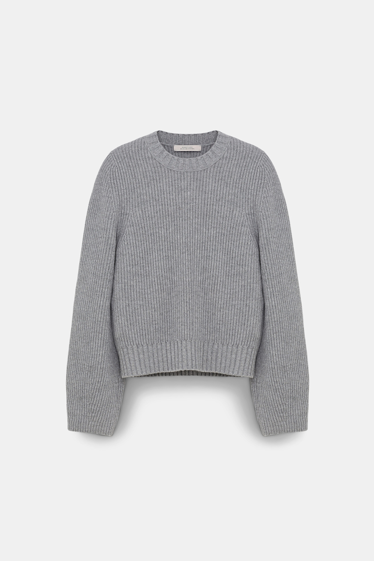 Dorothee Schumacher RIBBED PULLOVER IN MERINO AND CASHMERE medium grey