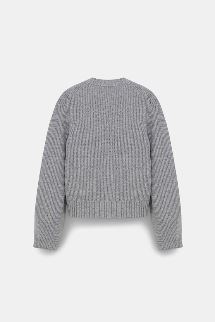 Dorothee Schumacher RIBBED PULLOVER IN MERINO AND CASHMERE medium grey