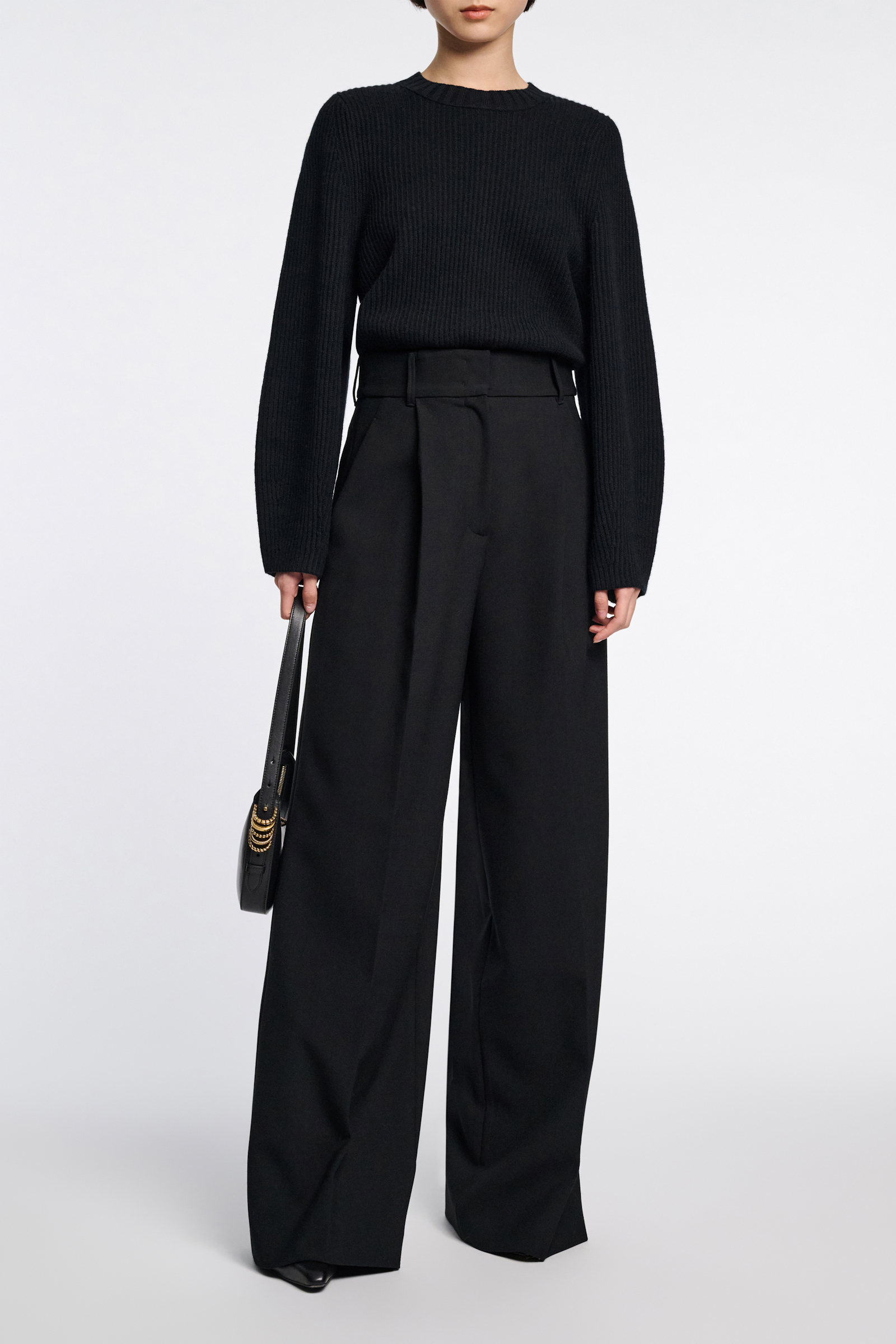 Dorothee Schumacher RIBBED PULLOVER IN MERINO AND CASHMERE pure black