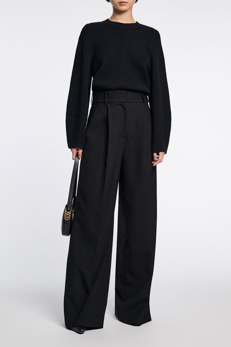 Dorothee Schumacher Ribbed knit sweater in Merino-cashmere pure black