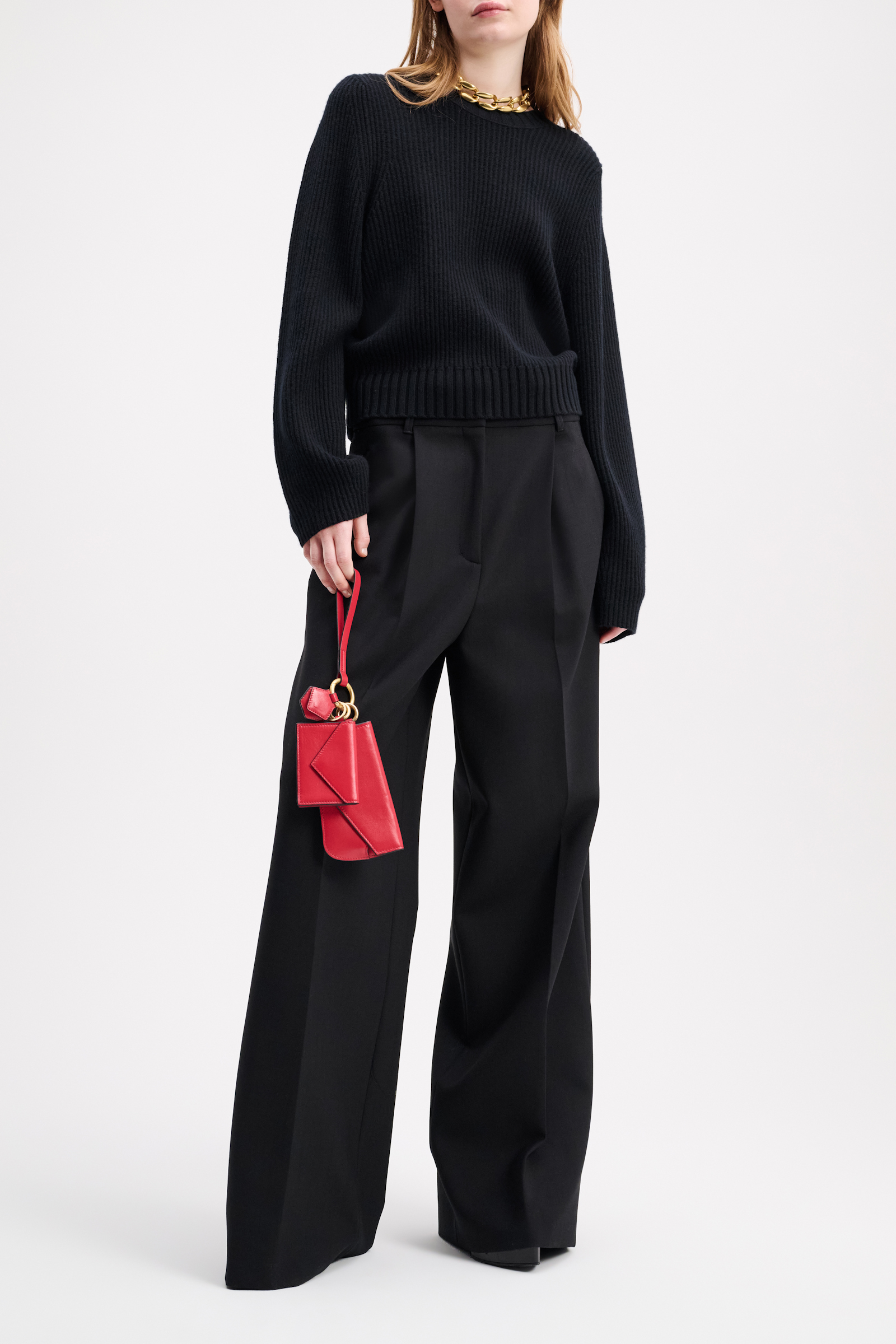 Dorothee Schumacher RIBBED PULLOVER IN MERINO AND CASHMERE pure black