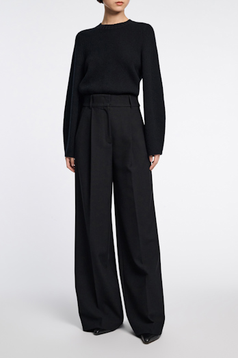 Dorothee Schumacher RIBBED PULLOVER IN MERINO AND CASHMERE pure black