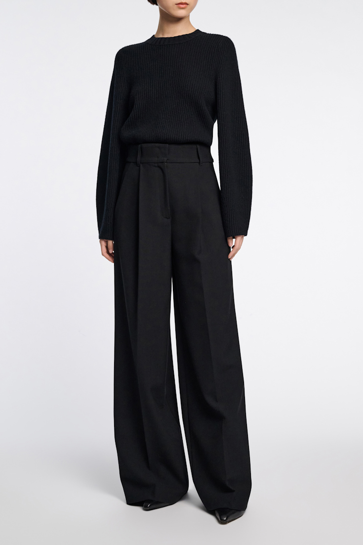 Dorothee Schumacher Ribbed knit sweater in Merino-cashmere pure black