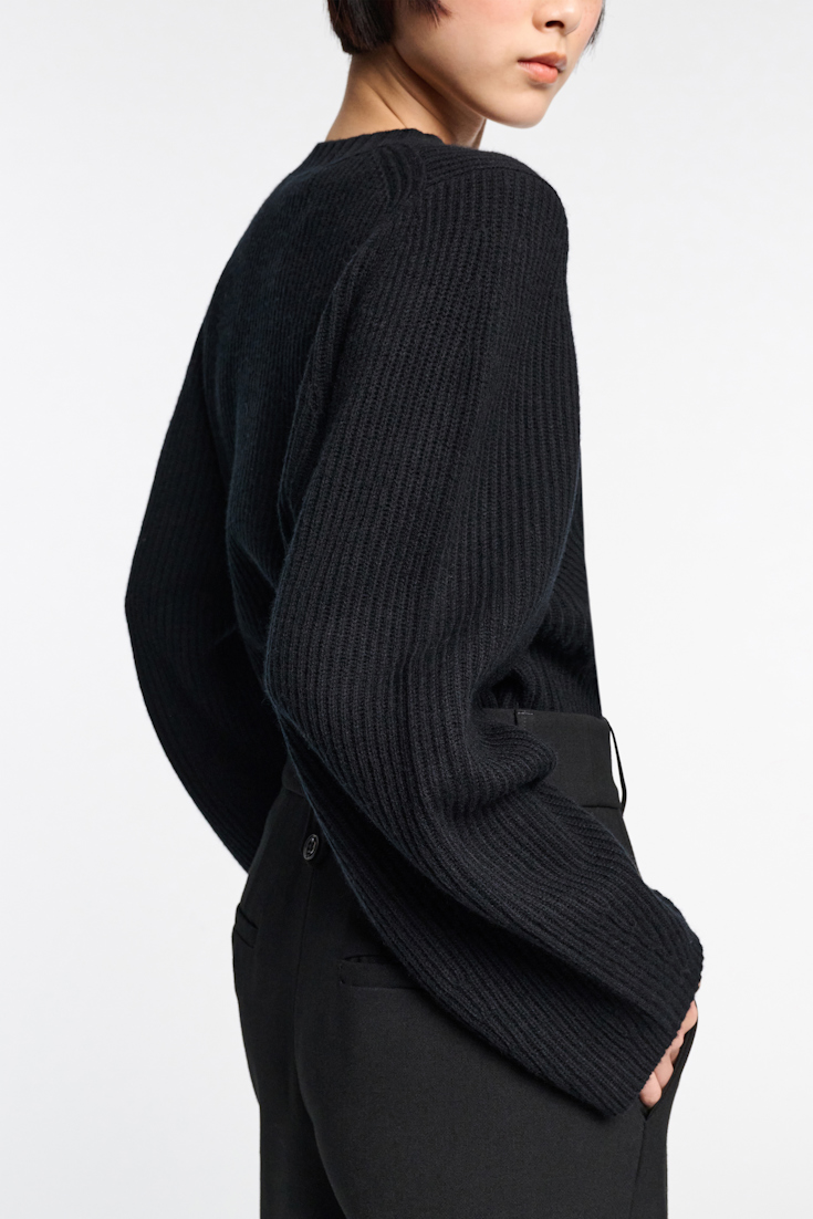 Dorothee Schumacher Ribbed knit sweater in Merino-cashmere pure black