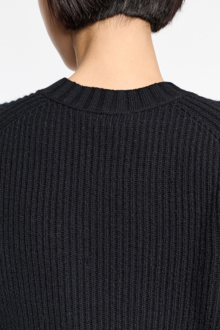 Dorothee Schumacher Ribbed knit sweater in Merino-cashmere pure black