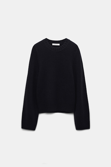 Dorothee Schumacher Ribbed knit sweater in Merino-cashmere pure black