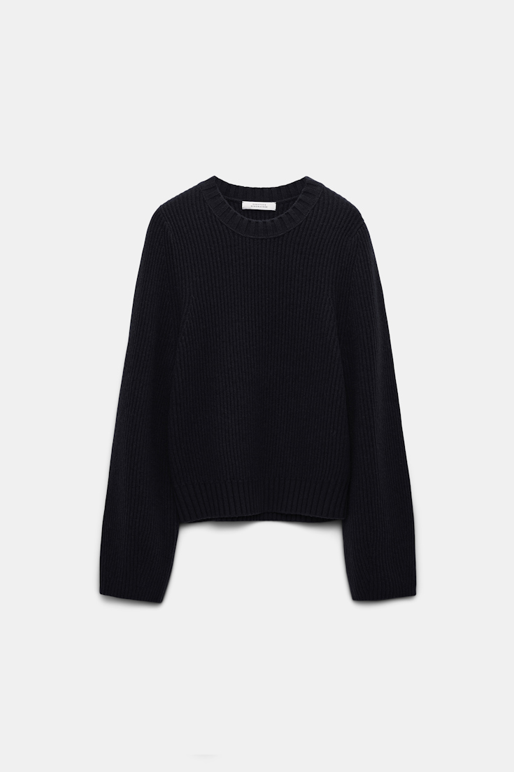 Dorothee Schumacher Ribbed knit sweater in Merino-cashmere pure black