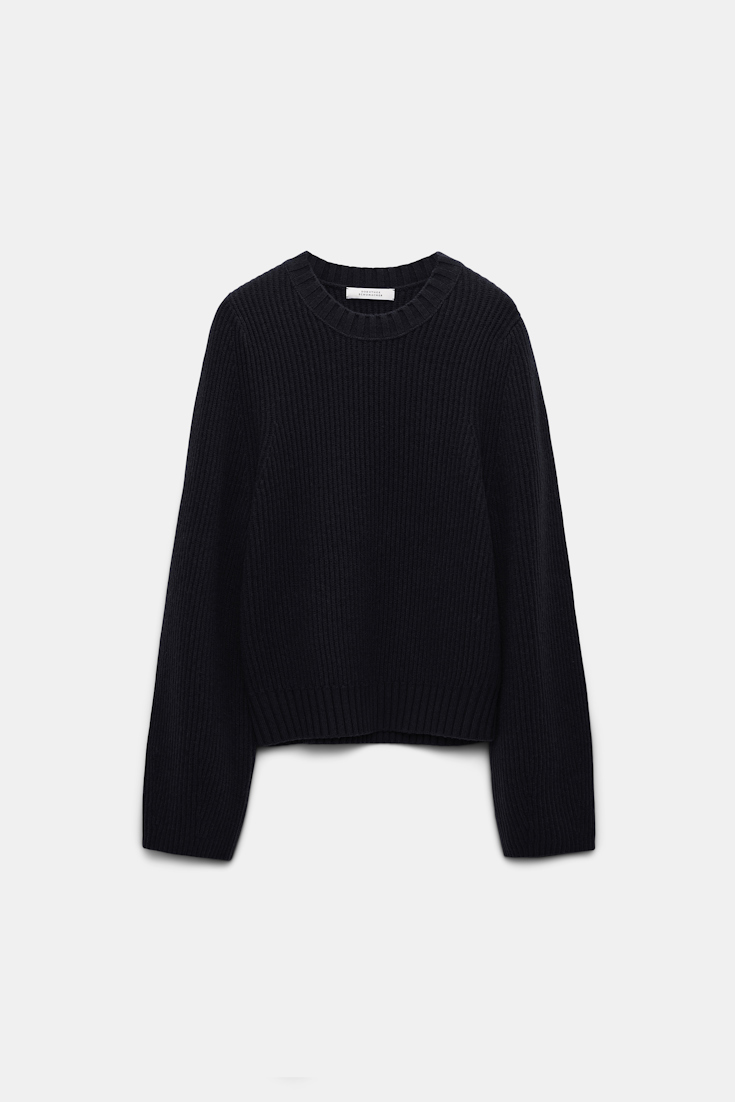 Dorothee Schumacher RIBBED PULLOVER IN MERINO AND CASHMERE pure black