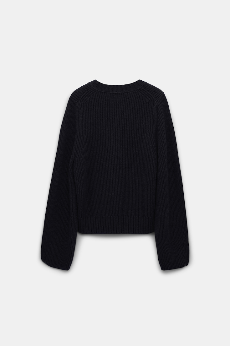 Dorothee Schumacher Ribbed knit sweater in Merino-cashmere pure black