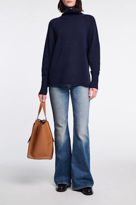 Dorothee Schumacher Turtleneck pullover in Merino-cashmere true navy