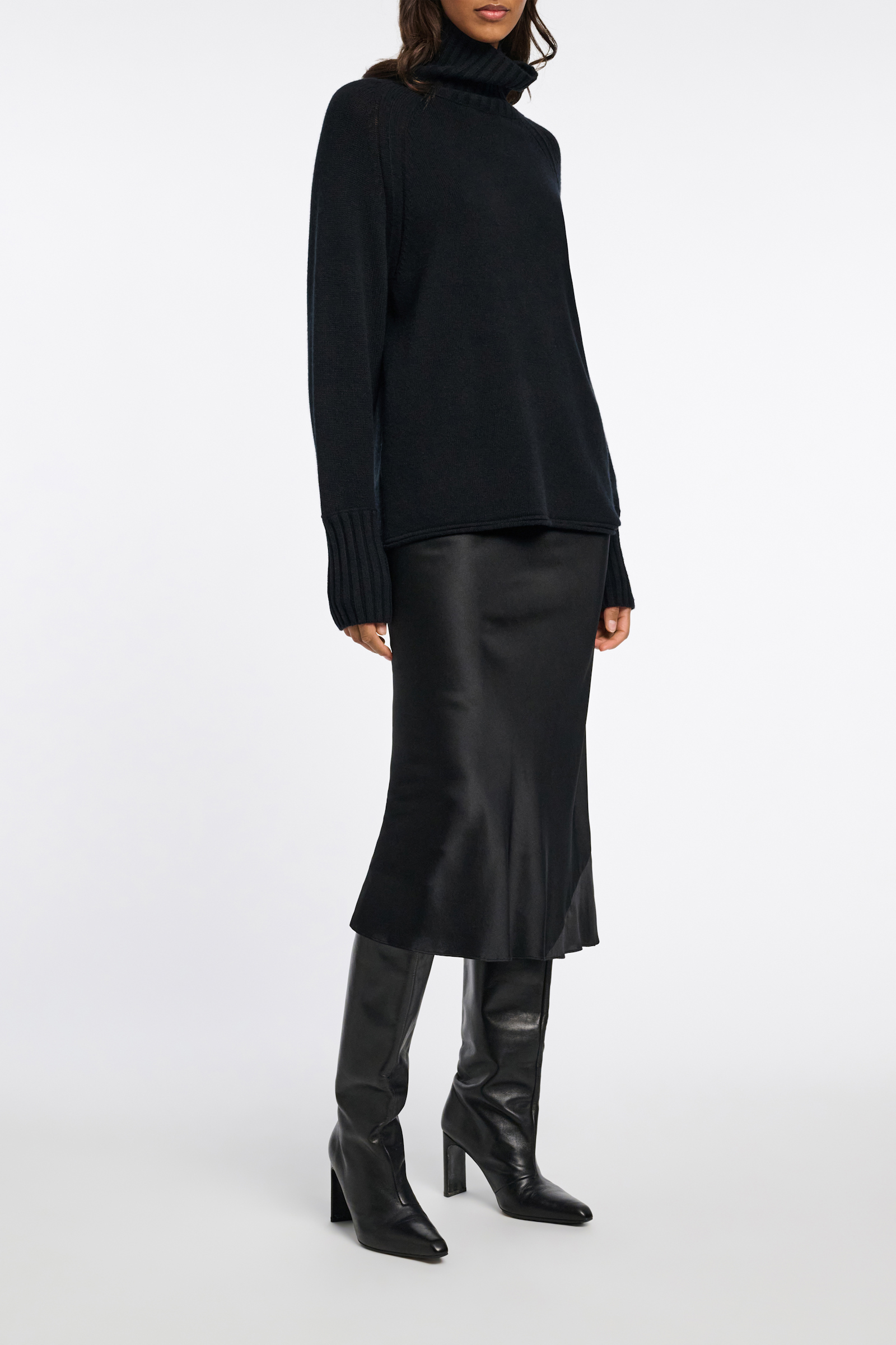 Dorothee Schumacher Rollkragenpullover aus Merino und Kaschmir pure black